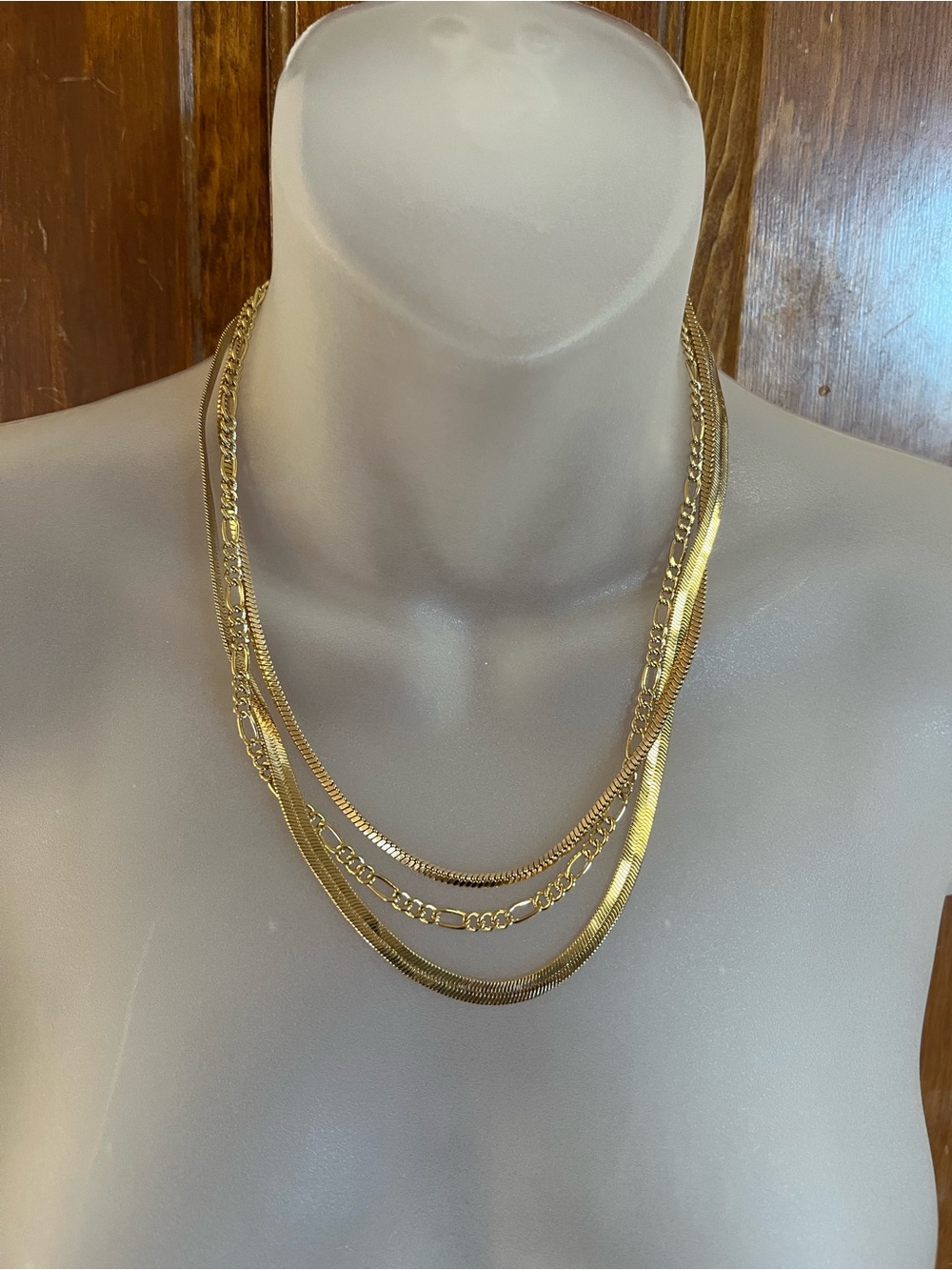 Alfani Gold Tone Three Strand Chain Necklace 20” Long (3” Extender) Luxurious